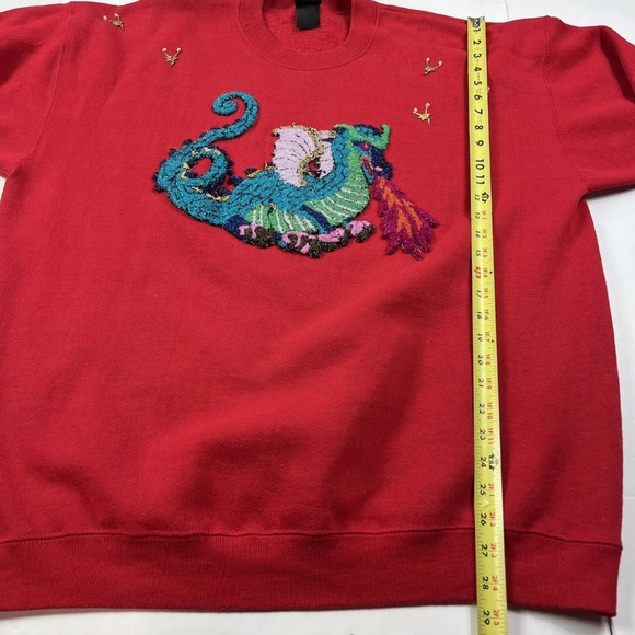 Vintage 80s Olympics Sweatshirt JcPenney XXL Red Dragon Patch Rare Unique USA - Picture 12 of 12
